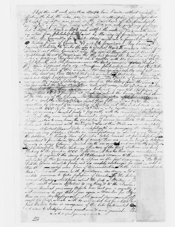 An encrypted letter from Benjamin Church page 2