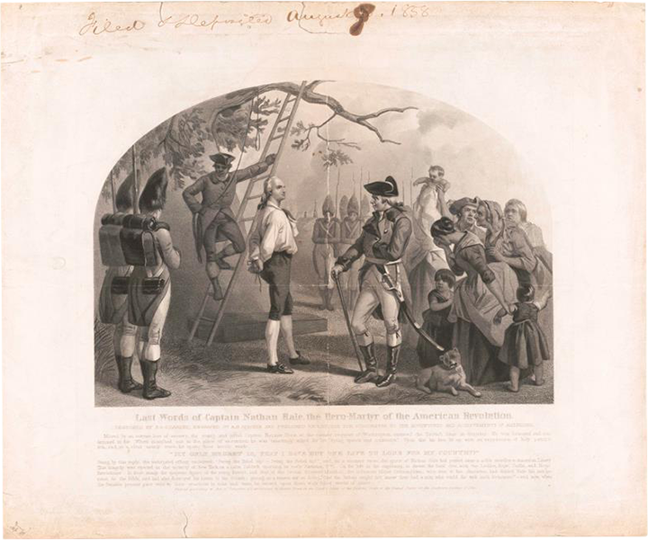 An artist’s rendering of Nathan Hale’s execution